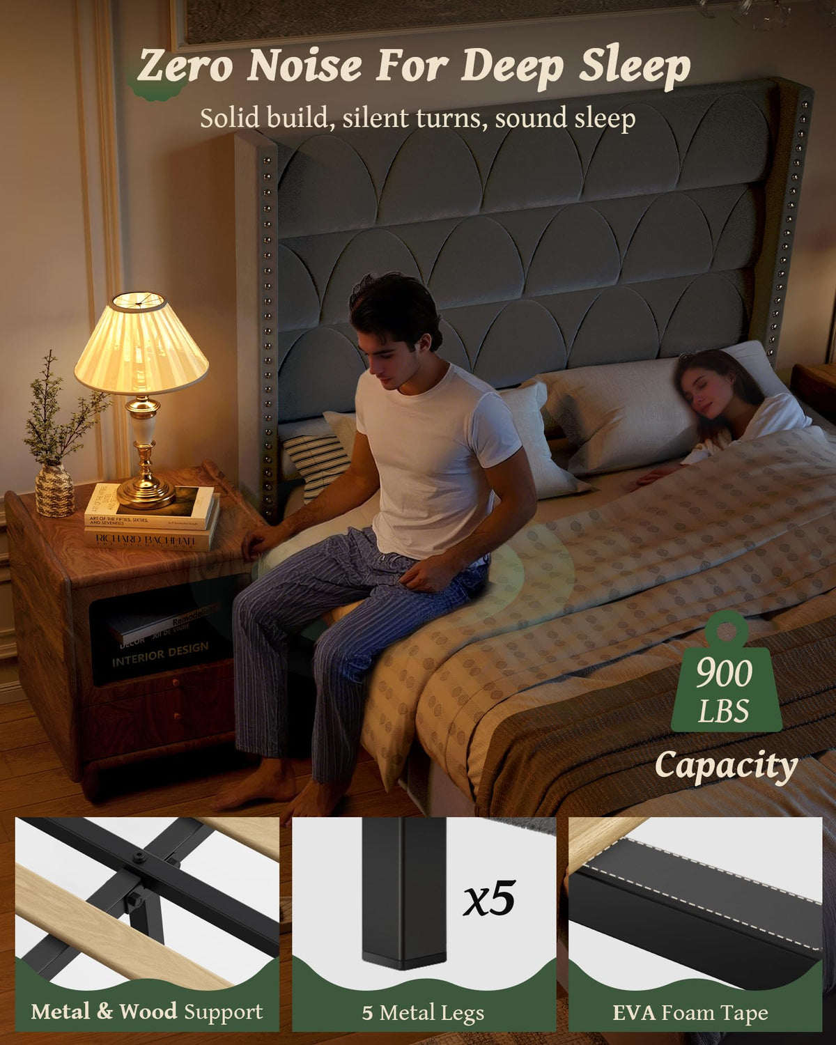 Queen Size Velvet Upholstered Platform Bed Frame X3083