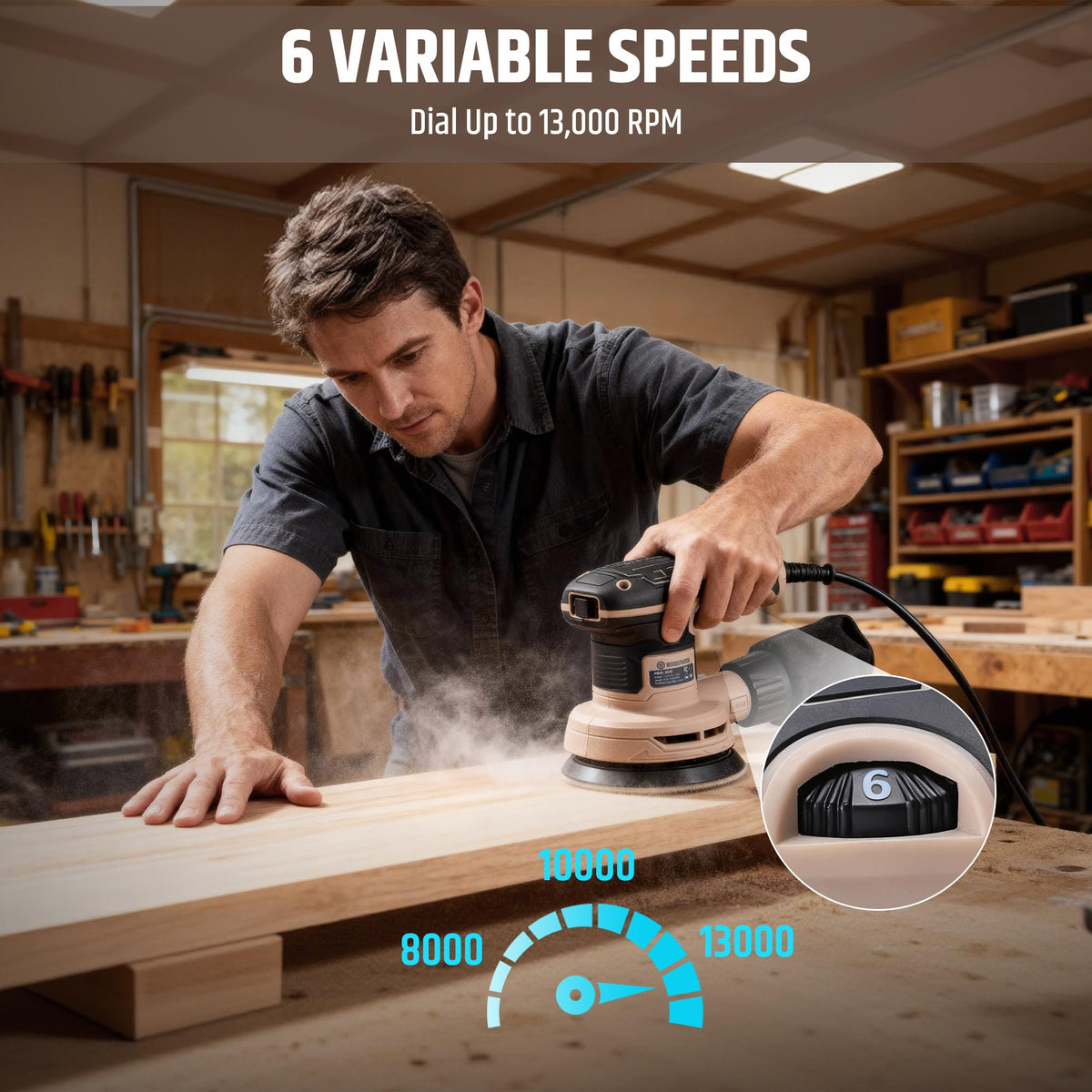 5-Inch Variable Speed Random Orbital Sander with Dust Bag H36868