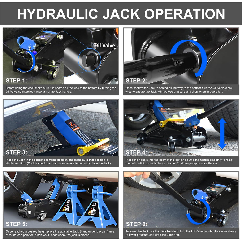 2 Ton Car Jack and Stands Kit Blue B8000