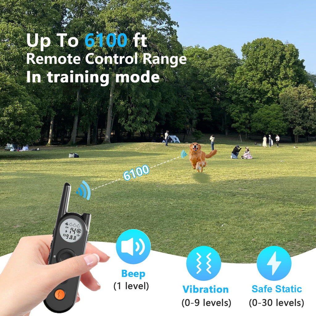 Wireless Dog Fence & Training Collar for 2 Dogs, IPX7 Waterproof, Black F92108