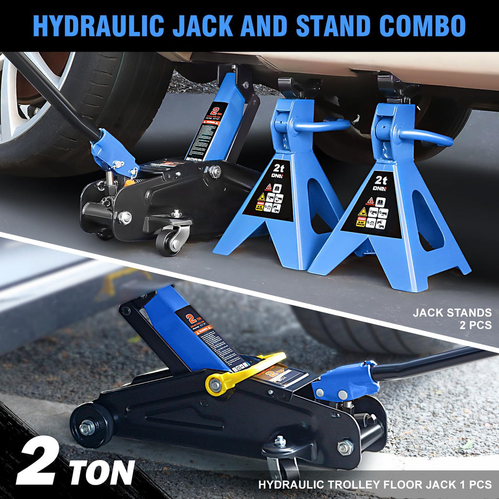 2 Ton Car Jack and Stands Kit Blue B8000