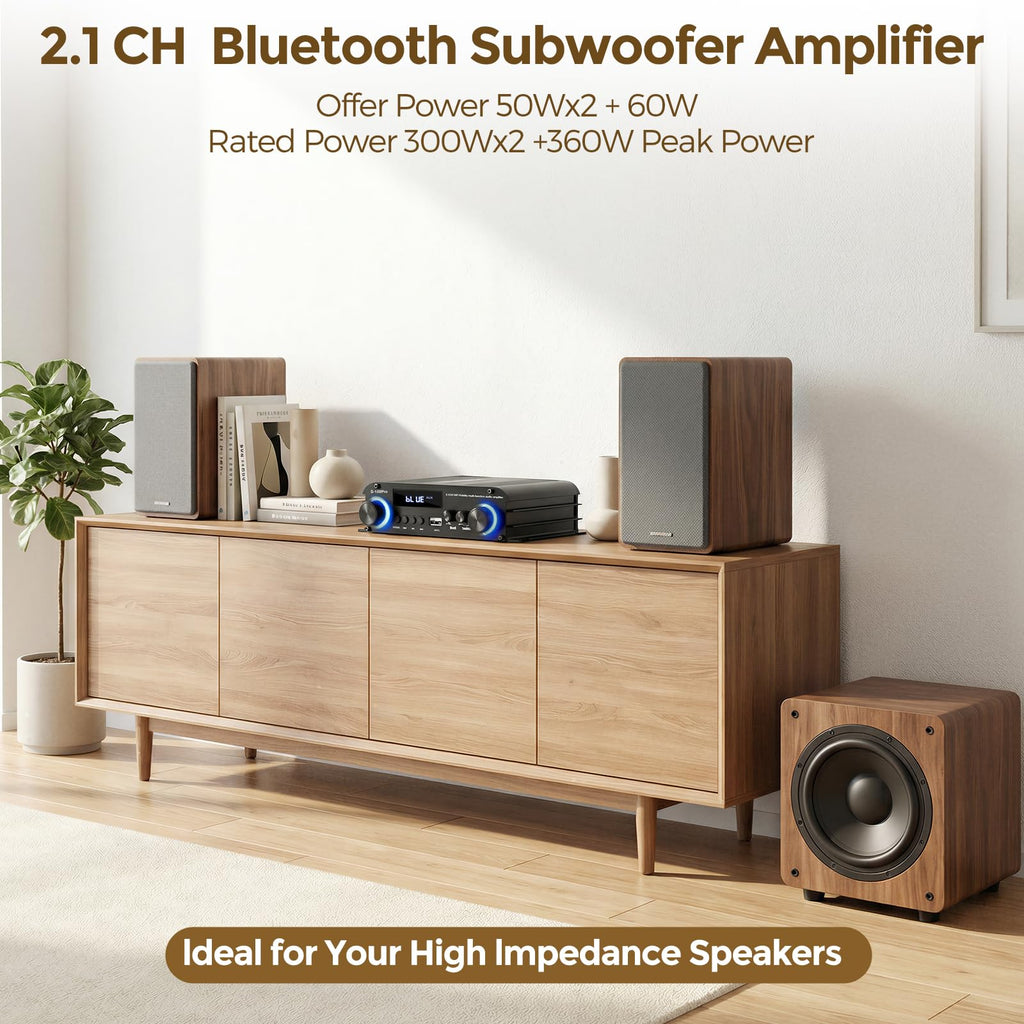 2.1 Channel Stereo Audio Amplifier Bluetooth 5.0 with Remote R179
