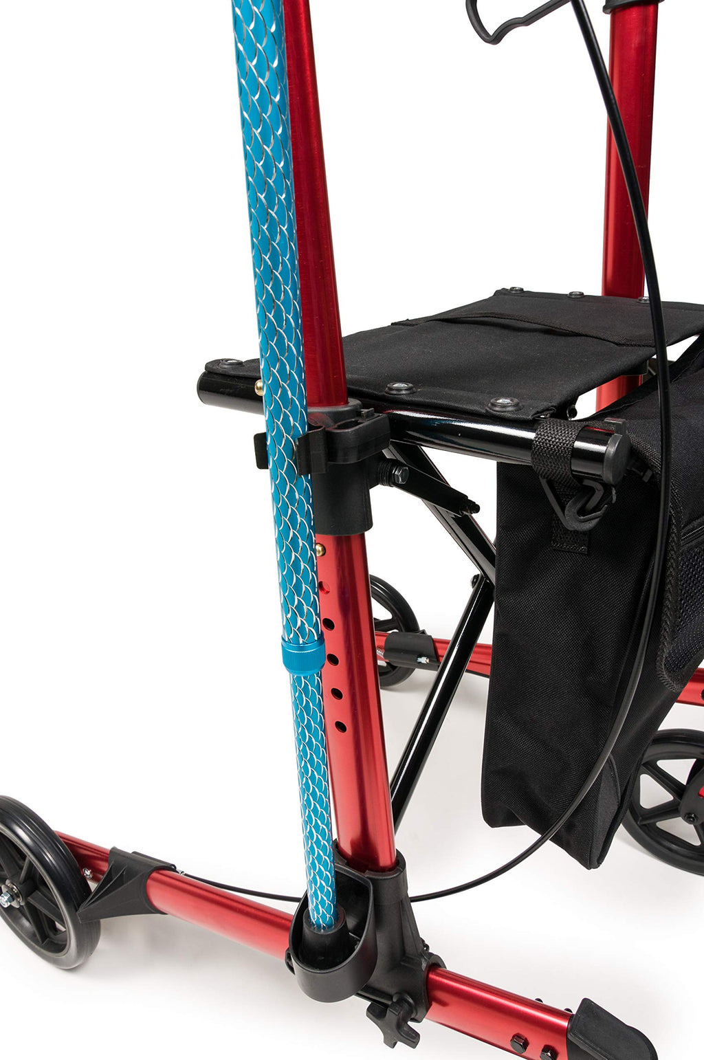 Tall Rollator Walker with Seat 8” Wheels Apple Red N14684
