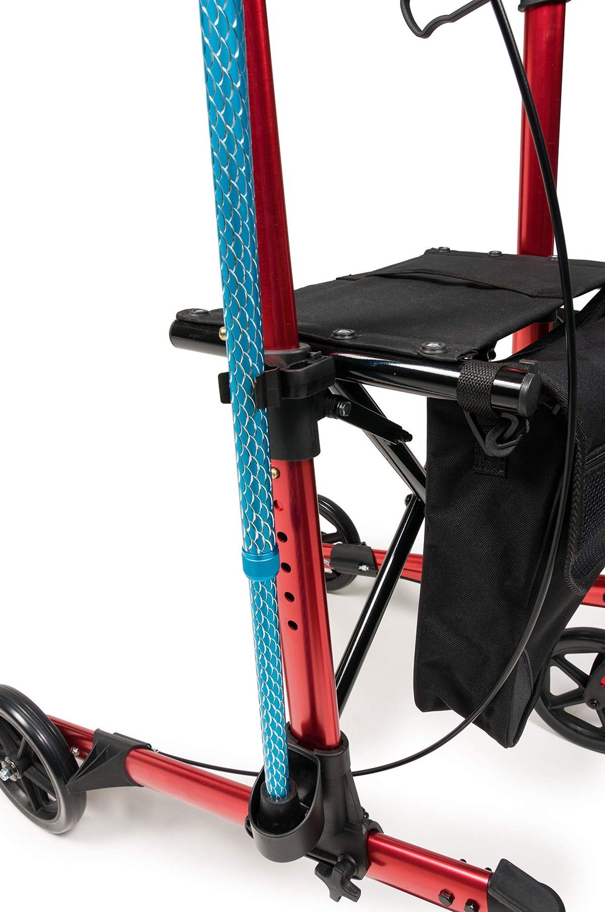 Tall Rollator Walker with Seat 8” Wheels Apple Red N14684