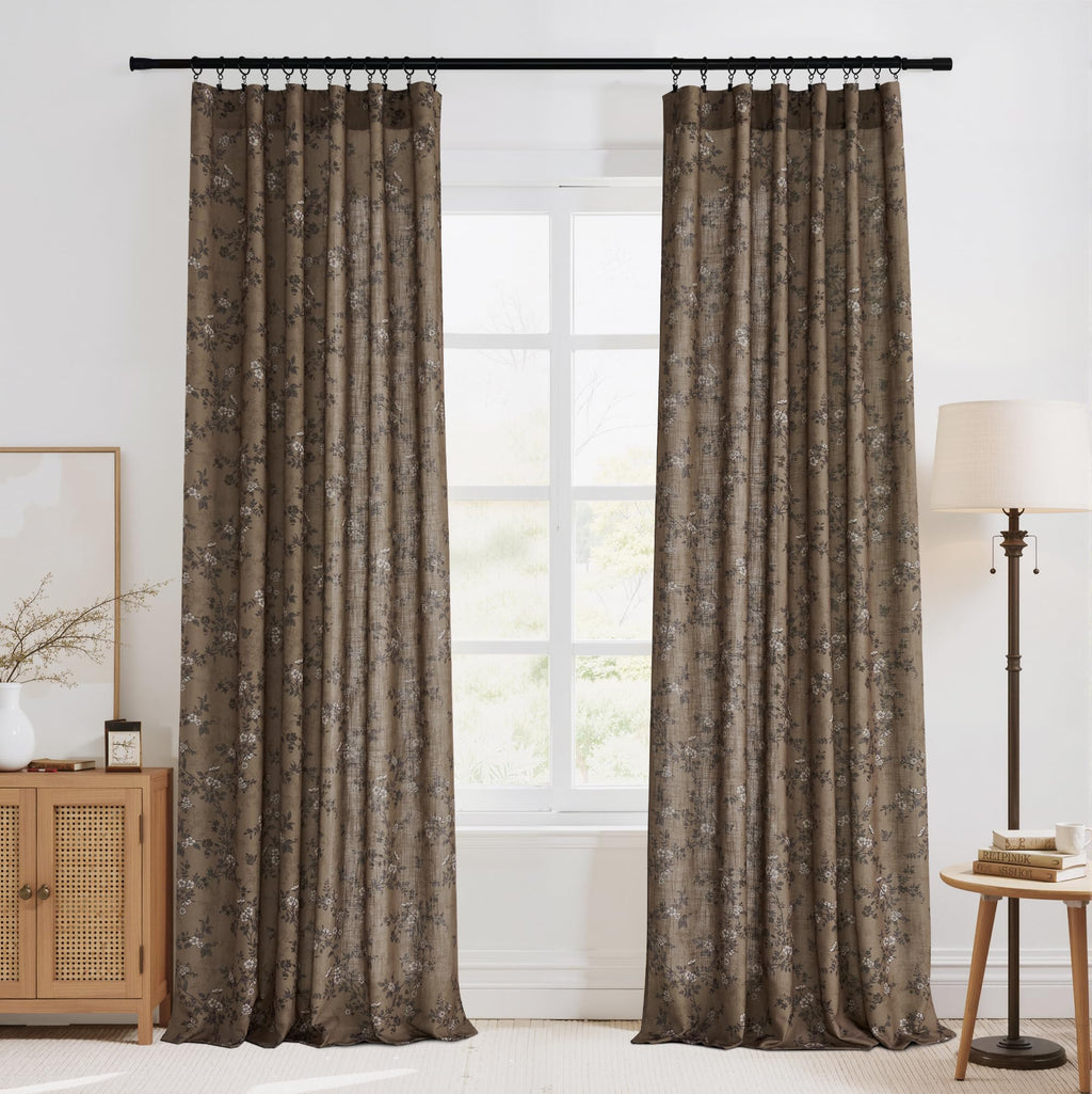 Extra Long Linen Floral Curtains 108 Inches Q406706