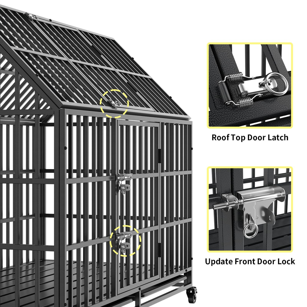 52 Inch Heavy Duty XXL Dog Crate with Open Roof Top, Trays and Wheels W9230