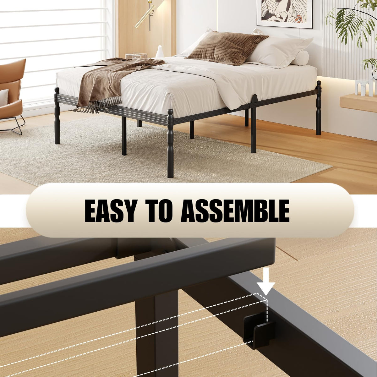18" Metal Queen Platform Bed Frame M731