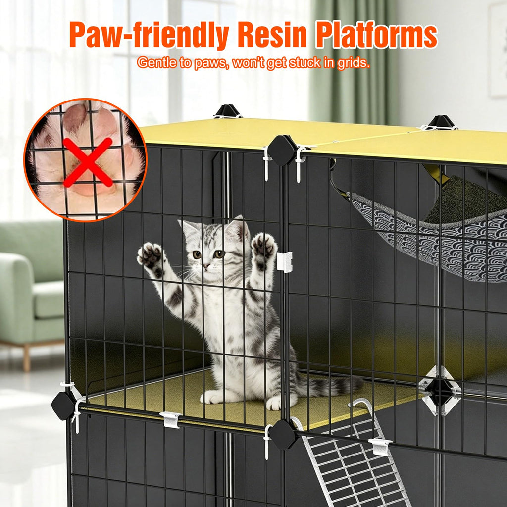 3-Tier Cat Cage with Litter Box, Hammock & Ladders G983