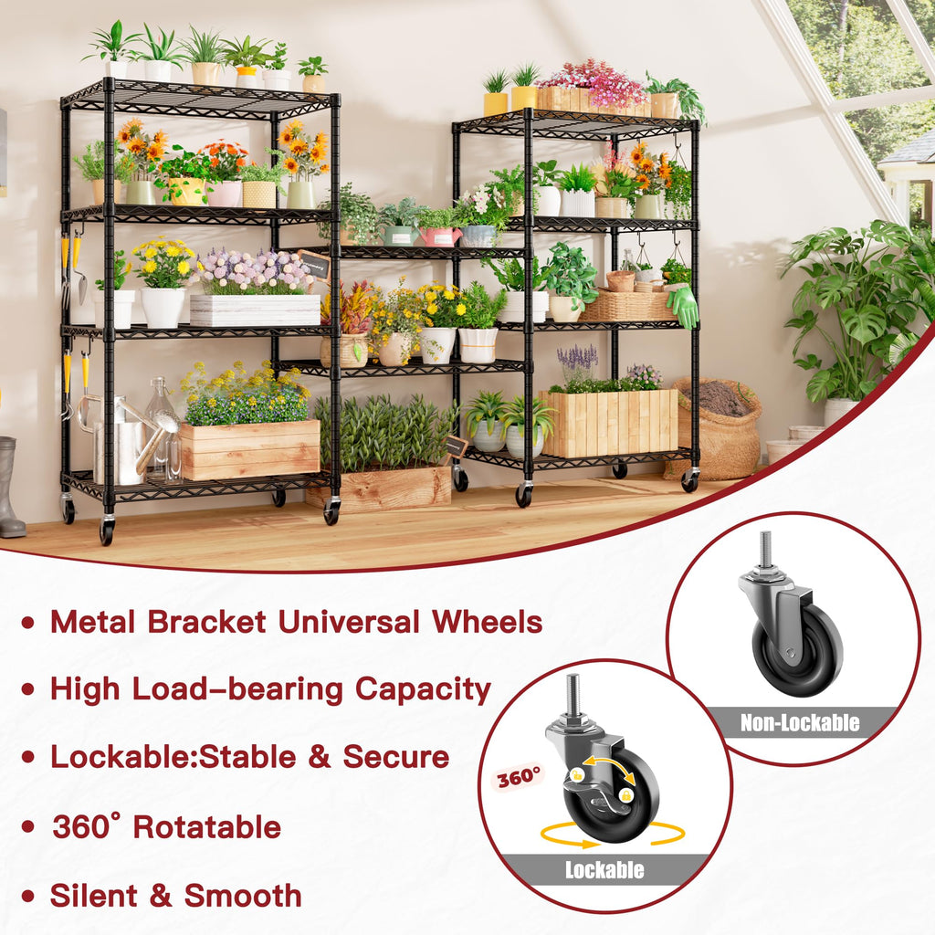Wire Storage Rack with Wheels Metal Shelving Y905