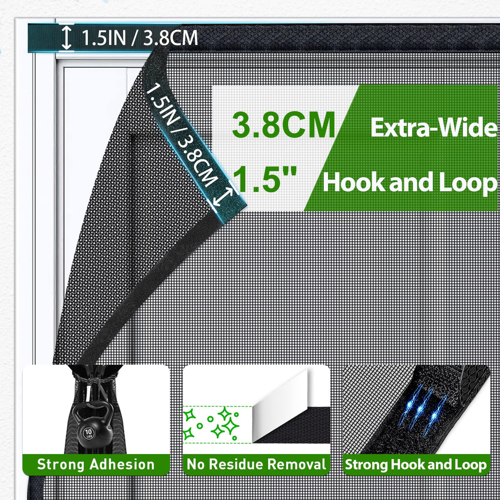Magnetic Screen Door Fiberglass Mesh 32 x 80 Inch Black X98737