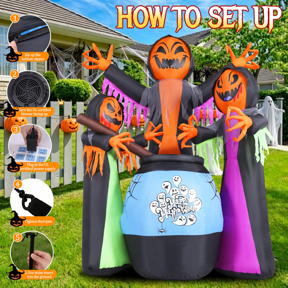 8FT Halloween Inflatable with Light Yard Decor P8396