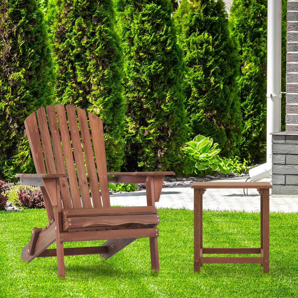 Folding Adirondack Chairs Set of 2 Solid Cedar Wood R221714
