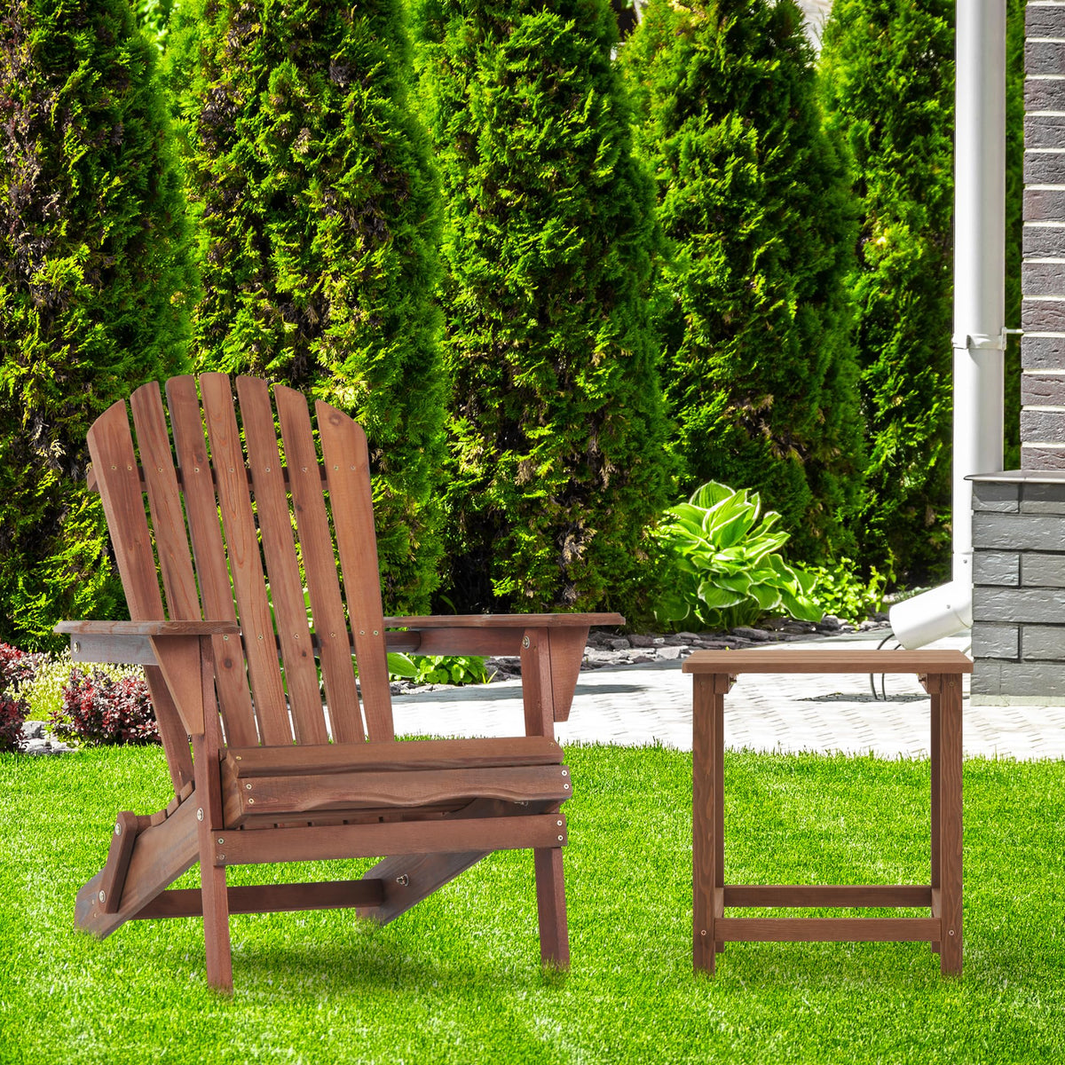 Folding Adirondack Chairs Set of 2 Solid Cedar Wood R221714