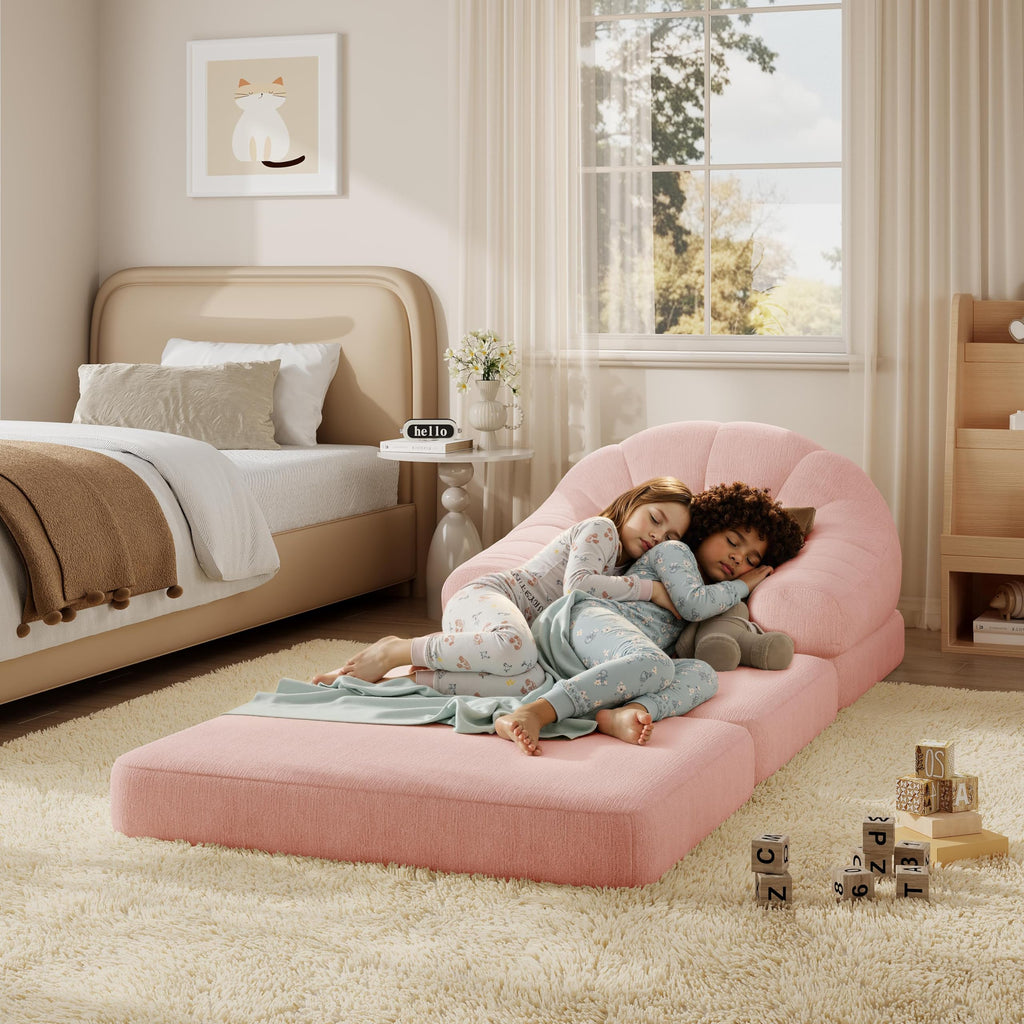 Pink Chenille Convertible Sofa Bed P22716