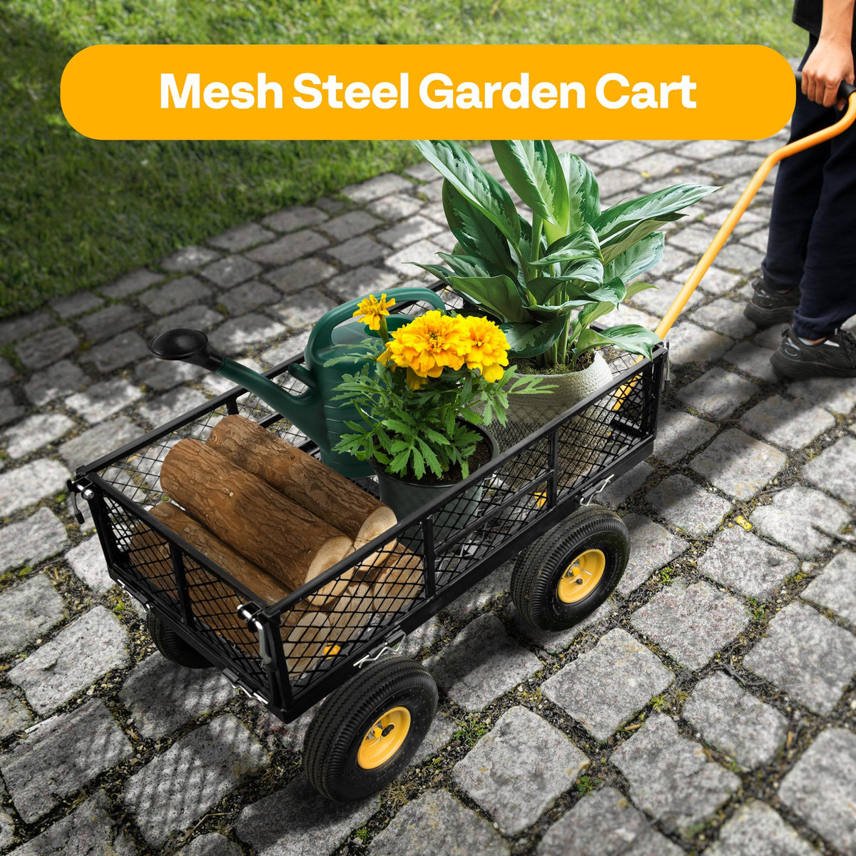 Heavy Duty 4.5 Cu Ft Mesh Steel Garden Cart U3702