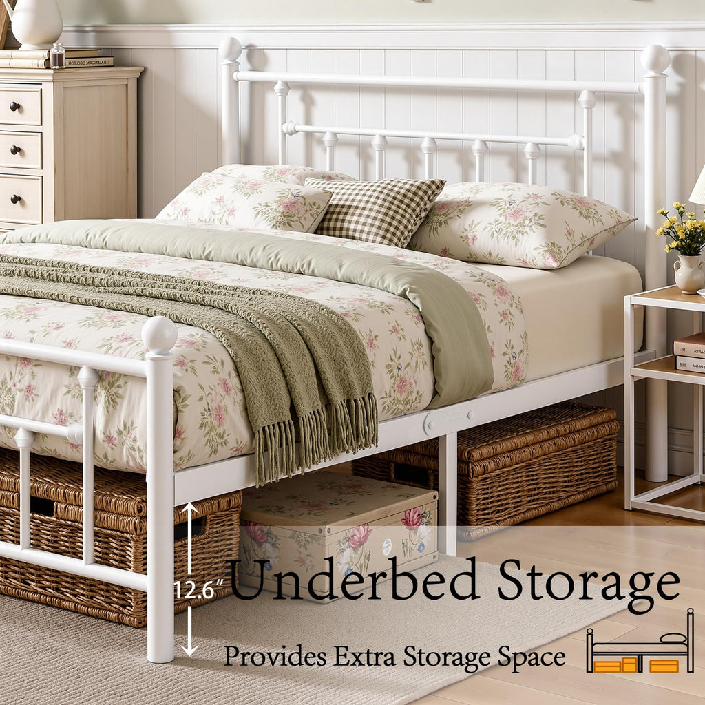 Full Size Metal Platform Bed Frame with Headboard and Footboard S32135