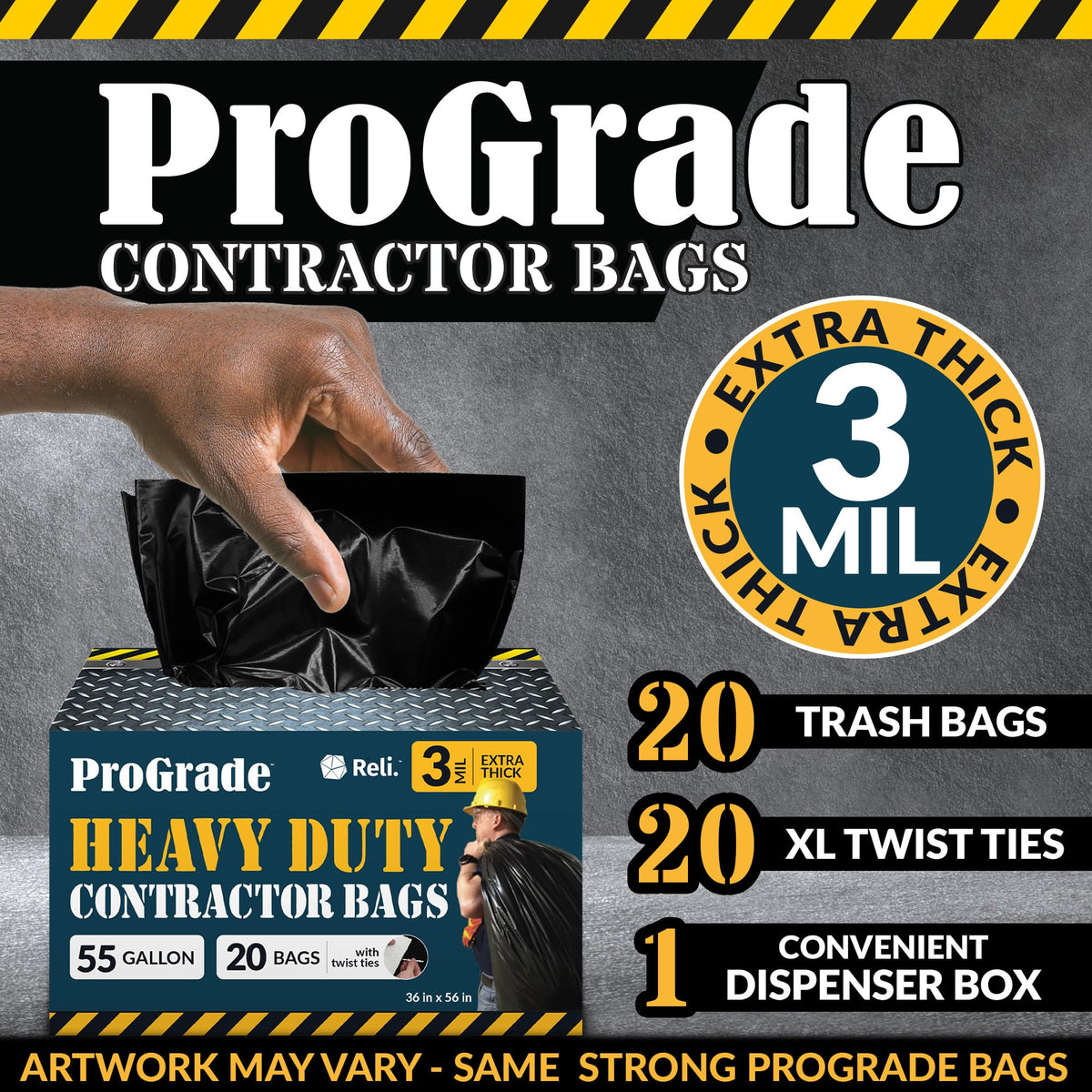 55 Gallon Heavy Duty Trash Bags A6629