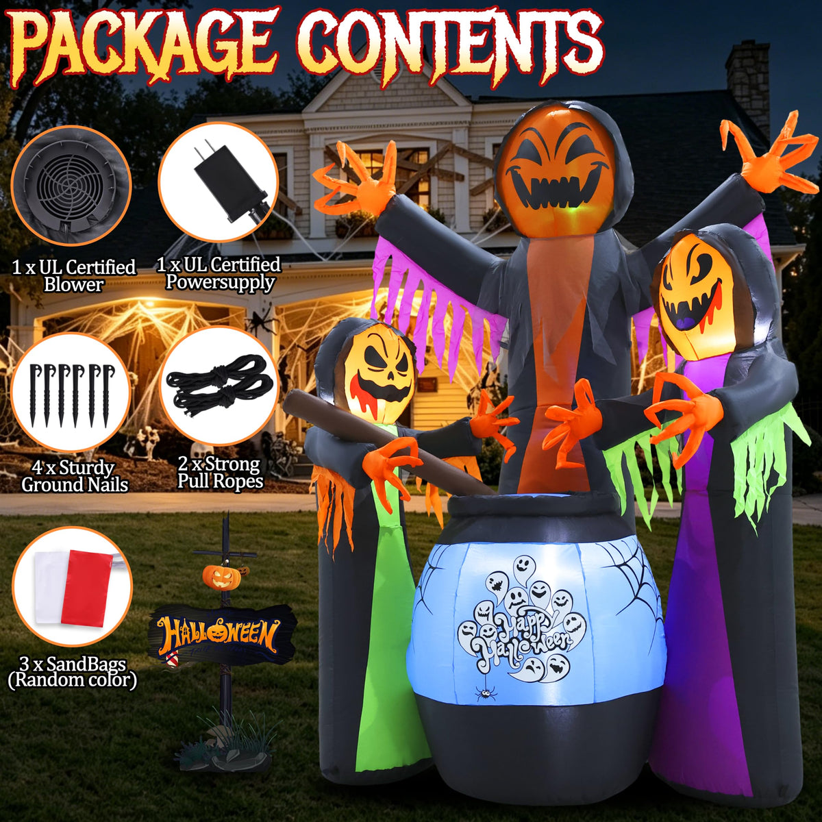 8FT Halloween Inflatable with Light Yard Decor P8396