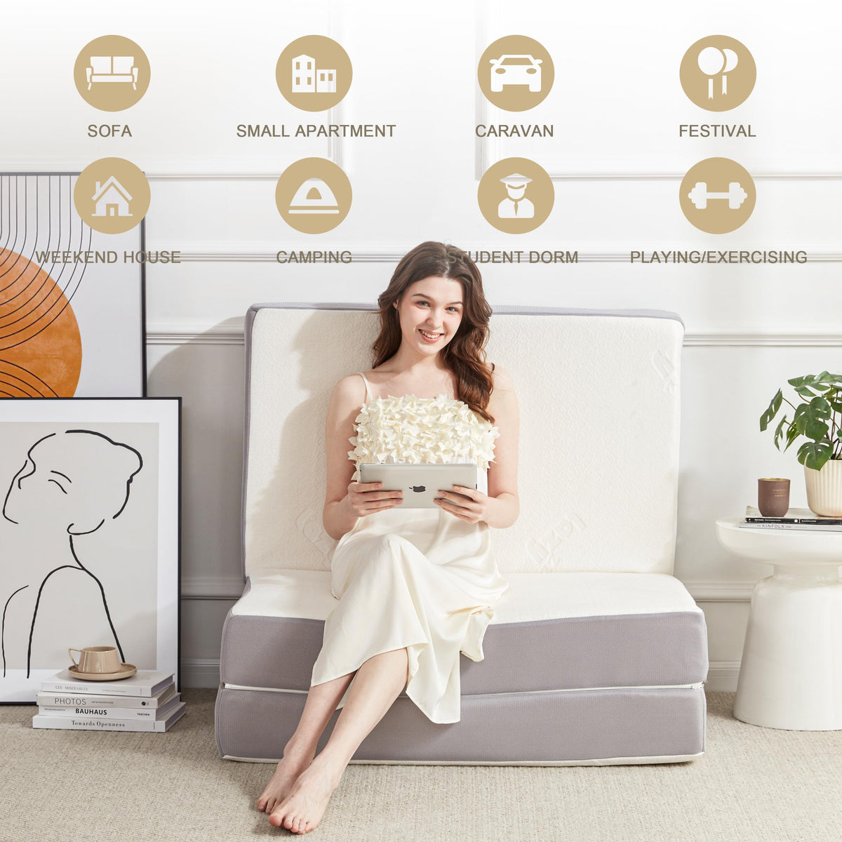6 Inch Memory Foam Tri-fold Folding Mattress X534